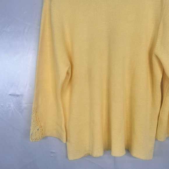 Sag Harbor Yellow Sweater with Crochet V-Neck - Picture 8 of 10